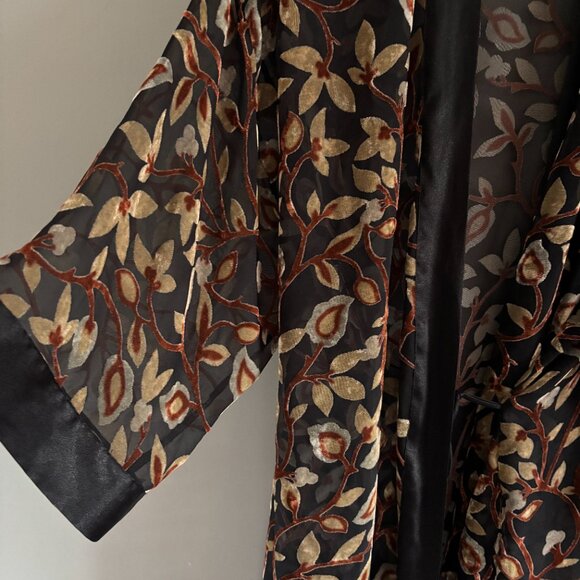 Vanity Fair Velvet Burnout Kimono Robe - Picture 3 of 15